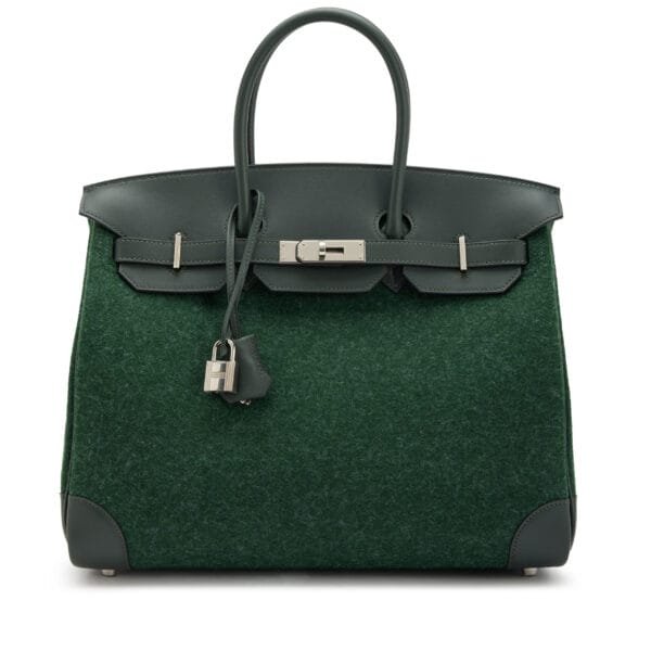 Limited Edition Vert Cypress Swift and Vert Anglais Feutre Wool Birkin 35 Palladium Hardware, 2019