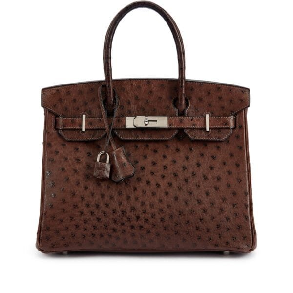 Marron Fonce Ostrich Birkin 30 Palladium Hardware, 2010