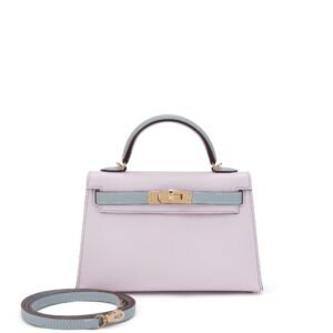Mauve Pale and Gris Perle Epsom HSS Mini Kelly II 20 Permabrass Hardware, 2024