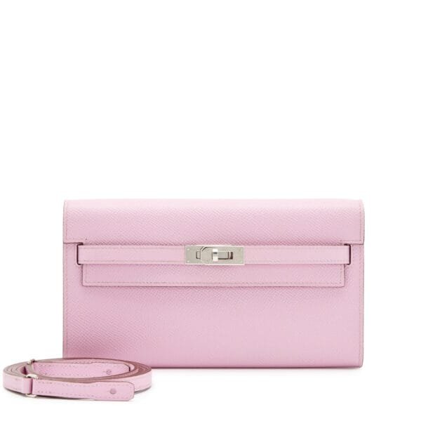 Mauve Sylvestre Epsom Kelly-To-Go Wallet Palladium Hardware, 2021