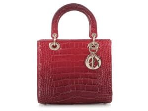 Medium Red Gradient Matte Alligator Lady Dior Gold Hardware
