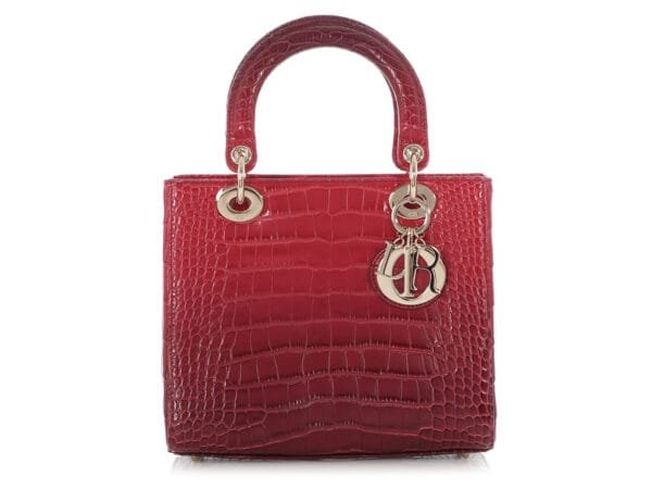 Medium Red Gradient Matte Alligator Lady Dior Gold Hardware