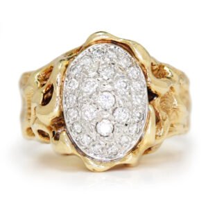 Men's Diamond Nugget Ring 14K Heavy Two-Tone Gold 0.75ctw SZ-14