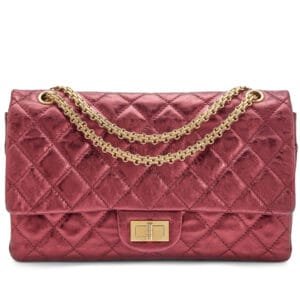 Metallic Burgundy Quilted Calfskin Reissue 2.55 227 Double Flap Bag Gold Hardware, 2009