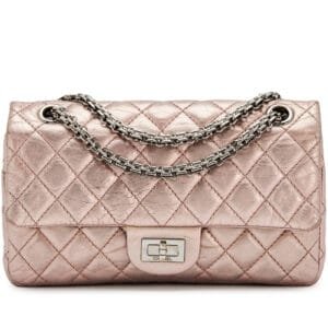 Metallic Pink Quilted Aged Calfskin Reissue 2.55 Double Flap Bag Ruthenium Hardware, 2009