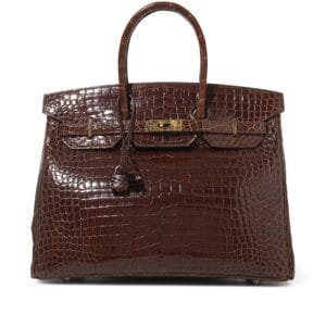 Miel Shiny Porosus Crocodile Birkin 35 Gold Hardware, 1996