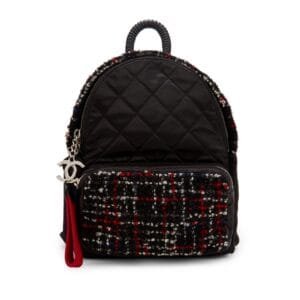 Multicolor and Black Quilted Nylon and Tweed Astronaut Essentials Backpack Silver Hardware, 2017