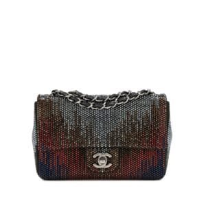 Multicolor Iridescent Strass and Calfskin Small Classic Single Flap Ruthenium Hardware, 2017