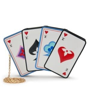 Multicolor Leather Game On Pochette Cartes Gold Hardware, 2020