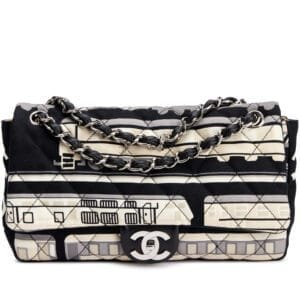 Multicolor Quilted Canvas Le Train Medium Flap Bag Silver Hardware, 2006-2008