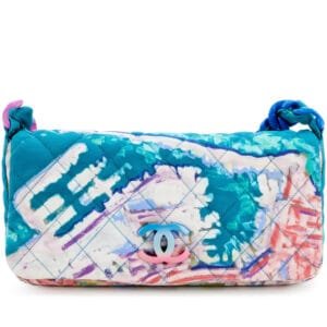 Multicolor Quilted Canvas Printed Watercolor Pochette Flap Silver and Resin Hardware, 2011