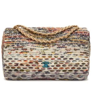 Multicolor Tweed Quilted Coco Cuba Maxi Flap Bag Aged Gold Hardware, 2017