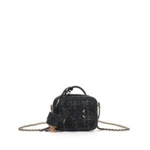 Navy and Multicolor Tweed and Python Small CC Filigree Vanity Case Gold Hardware, 2019