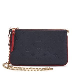 Navy and Red Monogram Empreinte Leather Double Zip Pochette Gold Hardware
