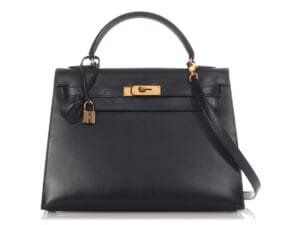 Navy Blue Box Calf Kelly 32 Gold Hardware, 1994