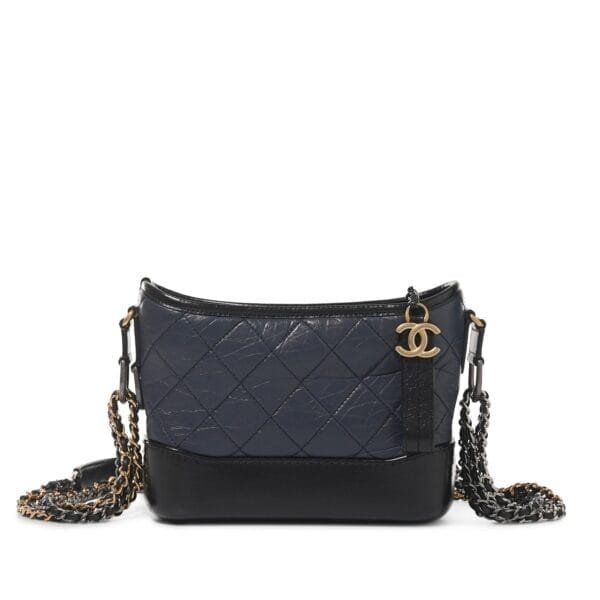 Navy Quilted Calfskin Small Gabrielle Hobo Bag Brushed Gold, Gold, Silver and Ruthenium Hardware, 2019
