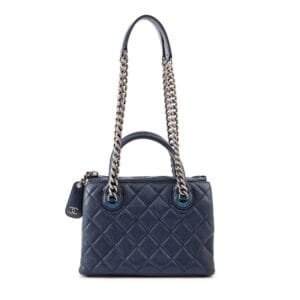 Navy Quilted Goatskin Leather Small Boy Tote Ruthenium Hardware, 2015