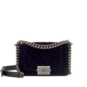 Navy Quilted Velvet and Lambskin Small Boy Bag Ruthenium Hardware, 2013-14