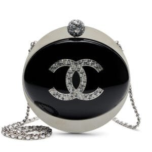 Navy Resin and Swarovski Crystal Evening on the Moon Minaudière Silver Hardware, 2017-2018