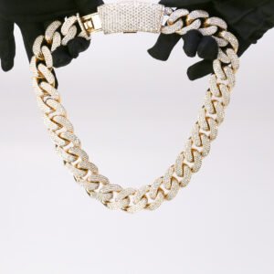 Old Cuban Chain Iced Out Diamond 20″ 14kt. Gold Necklace – Luxury...
