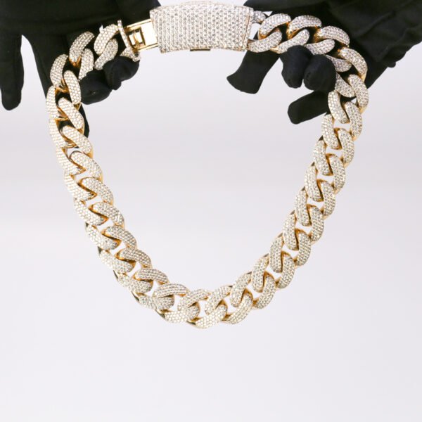 Old Cuban Chain Iced Out Diamond 20″ 14kt. Gold Necklace – Luxury...