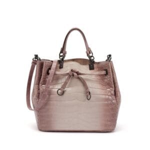 Ombré Dusty Rose Matte Crocodile and Ayers Bucket Bag Ruthenium Hardware, 2016