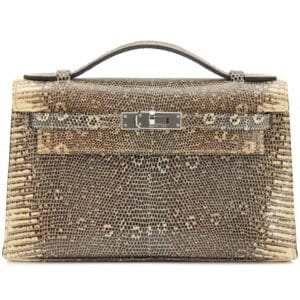 Ombré Shiny Salvator Lizard Kelly Pochette Palladium Hardware, 2022