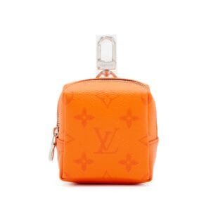 Orange Monogram Coated Canvas and Taiga Leather Taigarama Square Pouch Bag Charm Silver Hardware, 2021