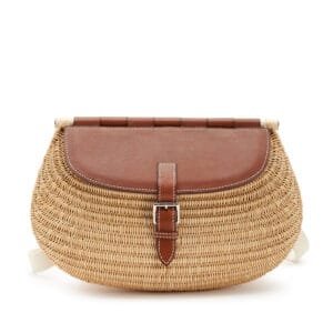 Osier Wicker and Fauve Barenia Picnic Fishing Bag Palladium Hardware, 2019