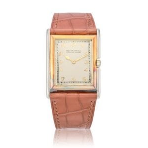 Patek Philippe. A platinum and yellow gold manual wind wristwatch. 1908