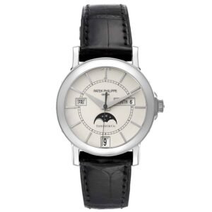 Patek Philippe Annual Calendar Tiffany & Co. Limited Edition (Reference 5150G). A white gold automatic wristwatch with day, date, month, and moonphase.