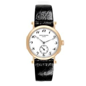 Patek Philippe Calatrava Officers (Reference 3960). A yellow gold manual wristwatch. 1989