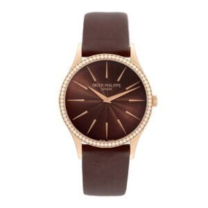 Patek Philippe Calatrava (Reference 4897R-001). A rose gold diamond-set manual wristwatch. 2014