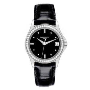 Patek Philippe Calatrava (Reference 5108G-010). A white gold diamond-set automatic wristwatch with date. 2010