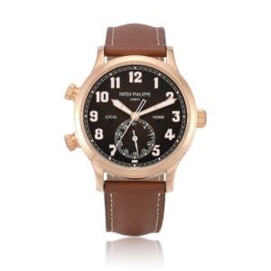 Patek Philippe Calatrava (Reference 5524). A pink gold dual time zone wristwatch. circa 2021