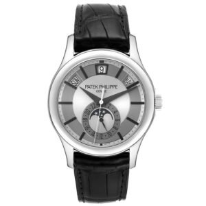 Patek Philippe Complications Annual Calendar (Reference 5205G-010). A white gold automatic wristwatch with day, date, month, and moonphase.