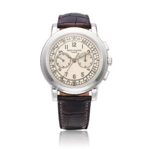 Patek Philippe Complications (Reference 5070G-001). A white gold wristwatch with chronograph. 2006