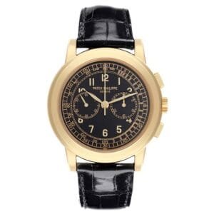 Patek Philippe Complications (Reference 5070J-001). A yellow gold manual wind wristwatch with chronograph.