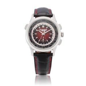 Patek Philippe Complications (Reference 5930G-011). A white gold world time chronograph wristwatch. 2020