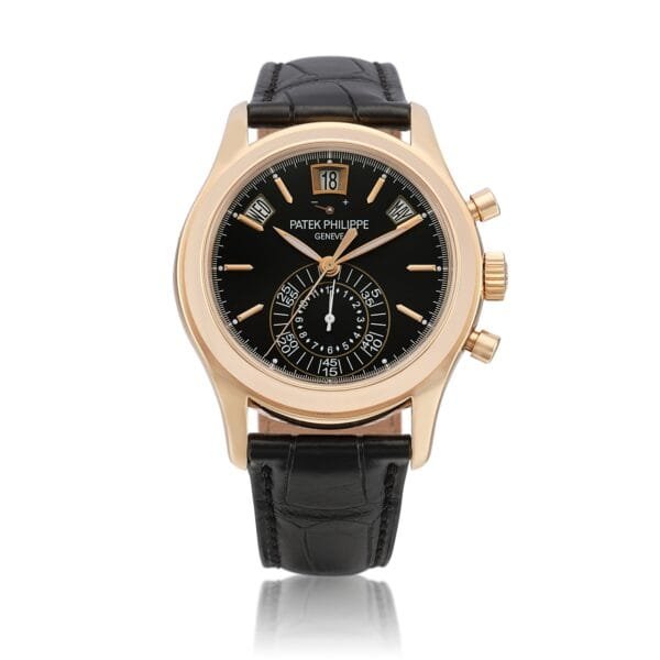 Patek Philippe (Reference 5960R-010). A rose gold automatic wristwatch with date, day, month, chronograph, and annual calendar. 2012
