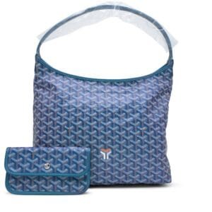Pearly Blue Goyardine Canvas and Chevroches Calfskin Boheme Hobo Bag Palladium Hardware, 2024