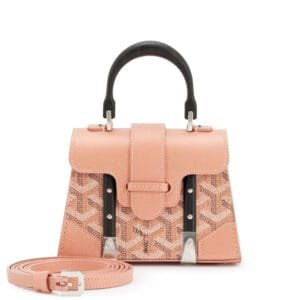 Pearly Coral Goyardine Canvas and Chevroches Calfskin Saïgon Structuré Nano Bag Silver Hardware, 2024