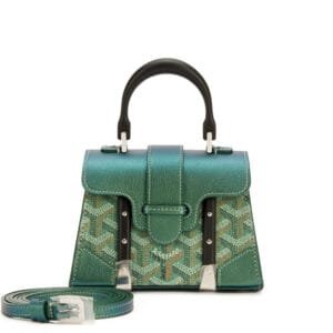 Pearly Green Goyardine Canvas and Chevroches Calfskin Saïgon Structuré Nano Bag Silver Hardware, 2024