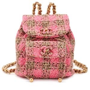 Pink and Beige Wool Tweed Duma Backpack Gold Hardware, 2022