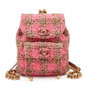 Pink and Beige Wool Tweed Duma Backpack Gold Hardware, 2022