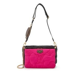 Pink and Black Monogram Econyl Nylon Maxi Multi Pochette Gold Hardware, 2021