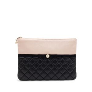 Pink and Black Quilted Lambskin Pearl Clutch Gold Hardware, 2016-2017