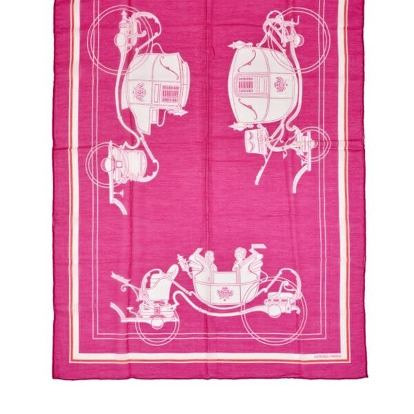 Pink and White Carriage Cotton and Silk Scarf
