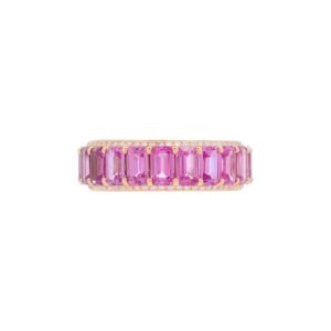 Pink Gold, 7.10ctw Pink Sapphire and Diamond Eternity Band Ring