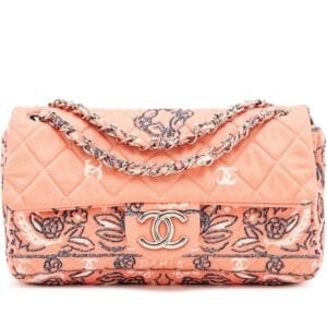 Pink Printed Quilted Canvas Bandana Small Single Flap Bag Silver Hardware, 2009